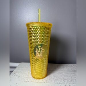 Yellow Studded Tumbler with Straw